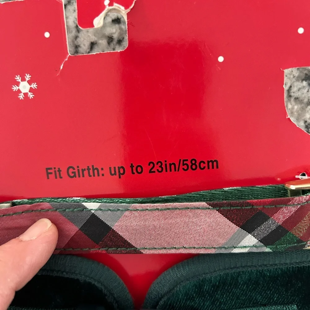 Christmas Dog Harness & Collar Bow Tie Set fits Girth Up To 23